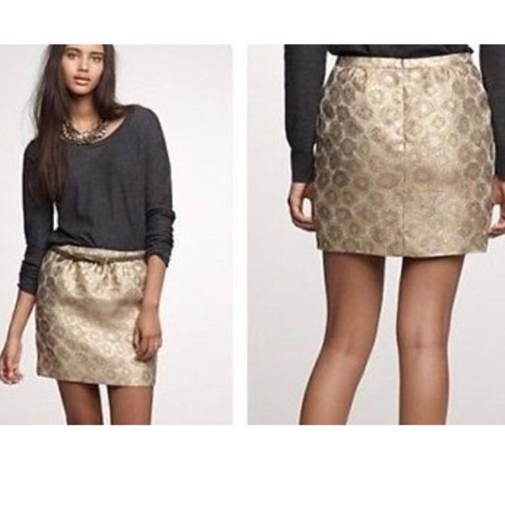 J Crew Gold Metallic miniskirt POCKETS!